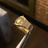 Anillo RX Corona 5.05gr T8 1/2 Circones Blancos Verdes Oro Amarillo