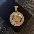 Dije Medallon Corona RX 17.8gr / 5.4cm Circones Blancos Oro Amarillo*