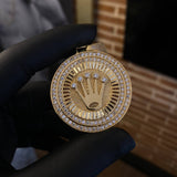 Dije Medallon Corona RX 17.8gr / 5.4cm Circones Blancos Oro Amarillo*