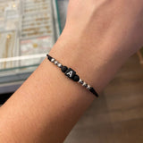 Pulsera Roja Letra A Doble Orion Bolas 4mm Lisas Oro Blanco*