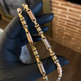 Cadena Rustica 27.45gr / 65cm Cilindro Rayado Cauchos Negros Tres Oros