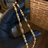 Cadena Rustica 15.1gr / 65cm Cauchos Negros Oro Amarillo