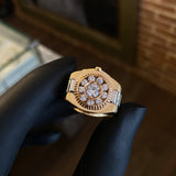 Anillo Crono Tempo 10.35gr T10 1/4 Circones Blancos Tres Oros*