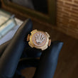 Anillo Nautilus RX 10.9gr T9 3/4 Circones Blancos Tres Oros*