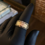 Anillo RX 7.75gr T9 3/4 Circones Negros Blancos Dos Oros Amarillo Rosa