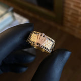 Anillo RX 7.75gr T9 3/4 Circones Negros Blancos Dos Oros Amarillo Rosa