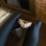 Anillo Tiara 2.95gr / T7 1/4 Circones Colores Oro Amarillo