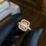 Anillo Halo 2.65gr / T7 Circones Blancos Oro Amarillo
