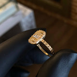 Anillo Halo 2.65gr / T7 Circones Blancos Oro Amarillo