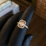 Anillo Halo 2.65gr / T7 Circones Blancos Oro Amarillo