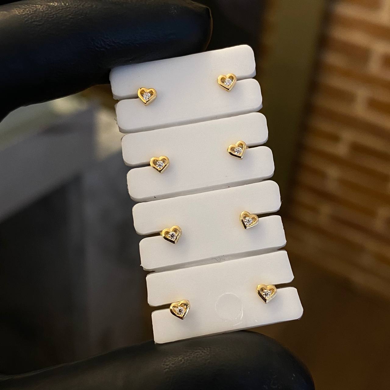 Topos Corazon 0.45gr Circon Blanco Oro Amarillo