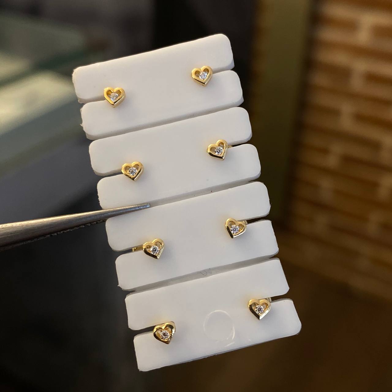 Topos Corazon 0.45gr Circon Blanco Oro Amarillo