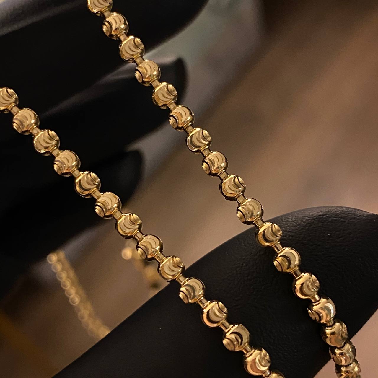 Cadena Militar Luna 18.1gr / 50cm / 3mm Diamantadas Oro Amarillo Nac.Esp.