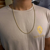 Cadena Militar 23.7gr / 70cm / 3mm Diamantada Luna Oro Amarillo Nac.Esp*