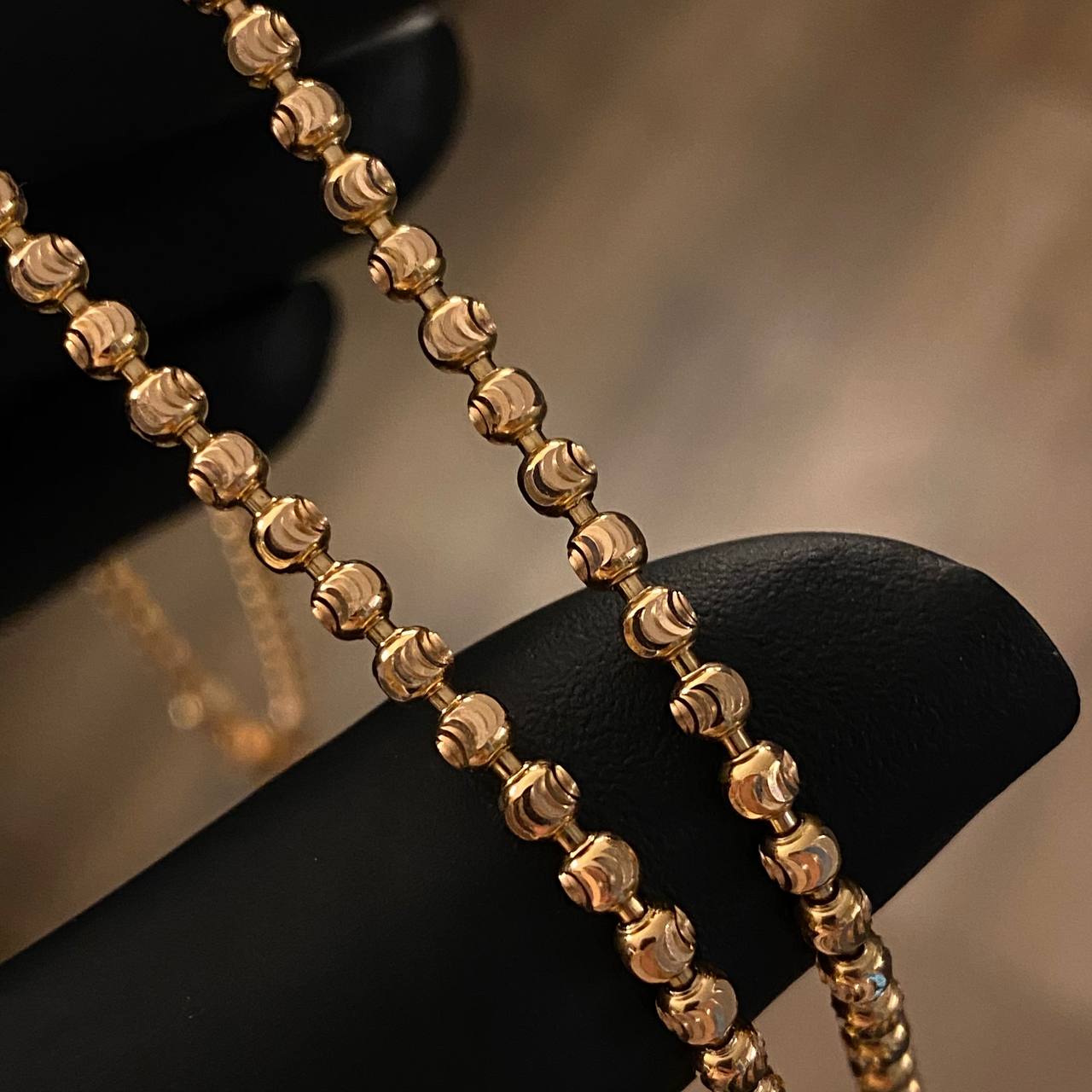 Cadena Militar 16.8gr / 50cm / 3mm Diamantada Luna Oro Rosa Nac.Esp*