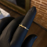 Anillo Jesus 1.7gr T6 3/4 Circones Verde Oro Amarillo
