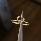 Anillo Silueta Corazon 1.15gr T6 3/4 Circon Blanco Oro Amarillo