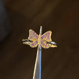 Anillo Mariposa 2gr T7 3/4 Circones Rosas Oro Amarillo