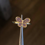 Anillo Mariposa Curva 2gr T7 1/4 Circones Purpuras Oro Amarillo
