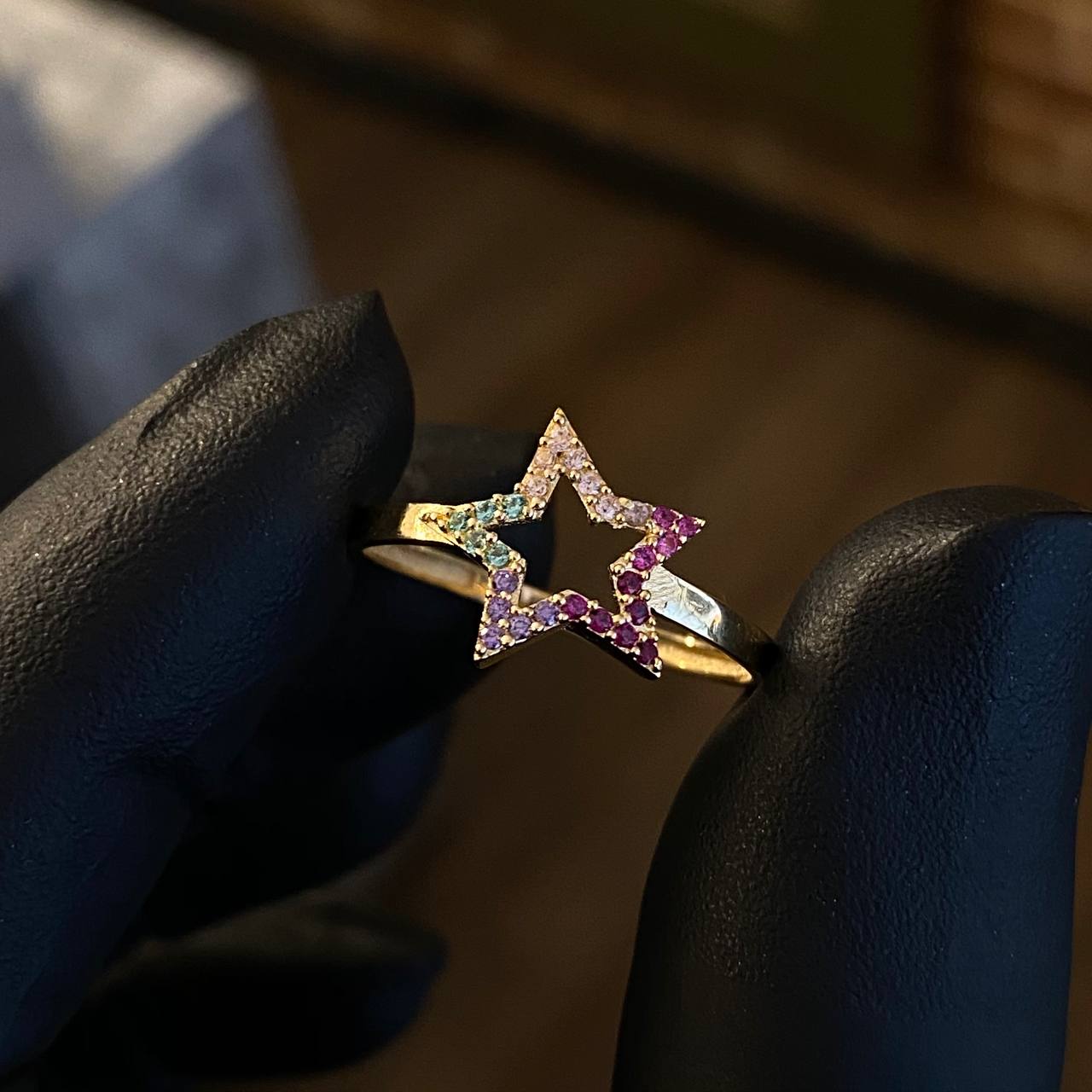 Anillo Silueta Estrella 1.35gr T8 Circones Colores Oro Amarillo