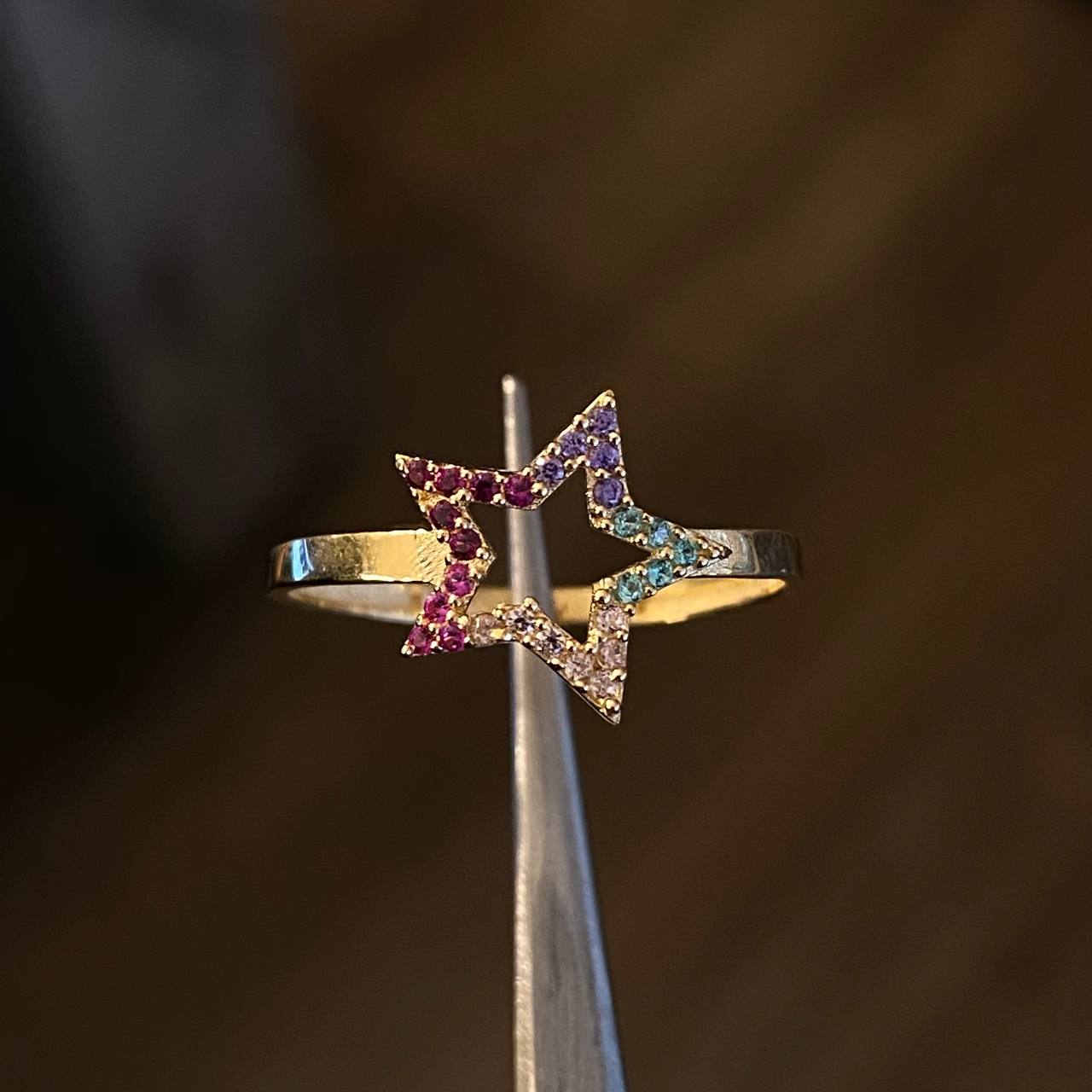 Anillo Silueta Estrella 1.35gr T8 Circones Colores Oro Amarillo