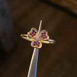 Anillo Flor Tres Petalos 2gr T9 1/2 Circones Rosas Oro Amarillo