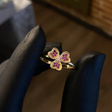 Anillo Flor Tres Petalos 2gr T9 1/2 Circones Rosas Oro Amarillo
