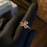 Anillo Flor Tres Petalos 2gr T9 1/2 Circones Rosas Oro Amarillo