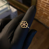 Anillo Flor Anemona 2gr T7 1/2 Circones Lilas blanco Oro Amarillo