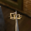 Anillo Teseracto 1.55gr T7 1/2 Circones Blancos Oro Amarillo