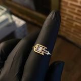 Anillo Yumi To Ya 1.3gr T7 3/4 Circones Blancos Celeste Oro Amarillo