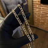 Cadena Figaro 11.8gr / 55cm / 5mm Diamantado Dos Oros Amarillo Blando +3