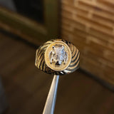 Anillo Buey Espiral 4.55gr T10 Dos Oros Amarillo Blanco