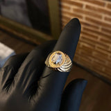 Anillo Buey Espiral 4.55gr T10 Dos Oros Amarillo Blanco