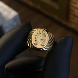Anillo Caballo Herradura 4gr T10 1/4 Circones Verdes Oro Amarillo
