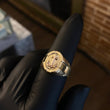 Anillo Ancla Texturizado 3.5gr T10 3/4 Dos Oros Amarillo Rosa