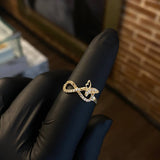 Anillo Infinito Mariposa 1.5gr T7 1/4 Circones Blancos Oro Amarillo