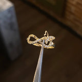 Anillo Infinito Mariposa 1.5gr T7 1/4 Circones Blancos Oro Amarillo