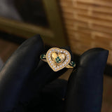 Anillo Corazon Halo 2.4gr T6 1/2 Circones Blancos Verdes Oro Amarillo