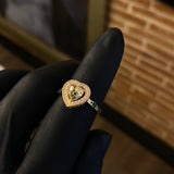 Anillo Corazon Halo 2.4gr T6 1/2 Circones Blancos Verdes Oro Amarillo