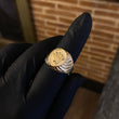 Anillo Corona RX 3.45gr T9 1/4 Circones Blancos Espiral Mate Oro Amarillo
