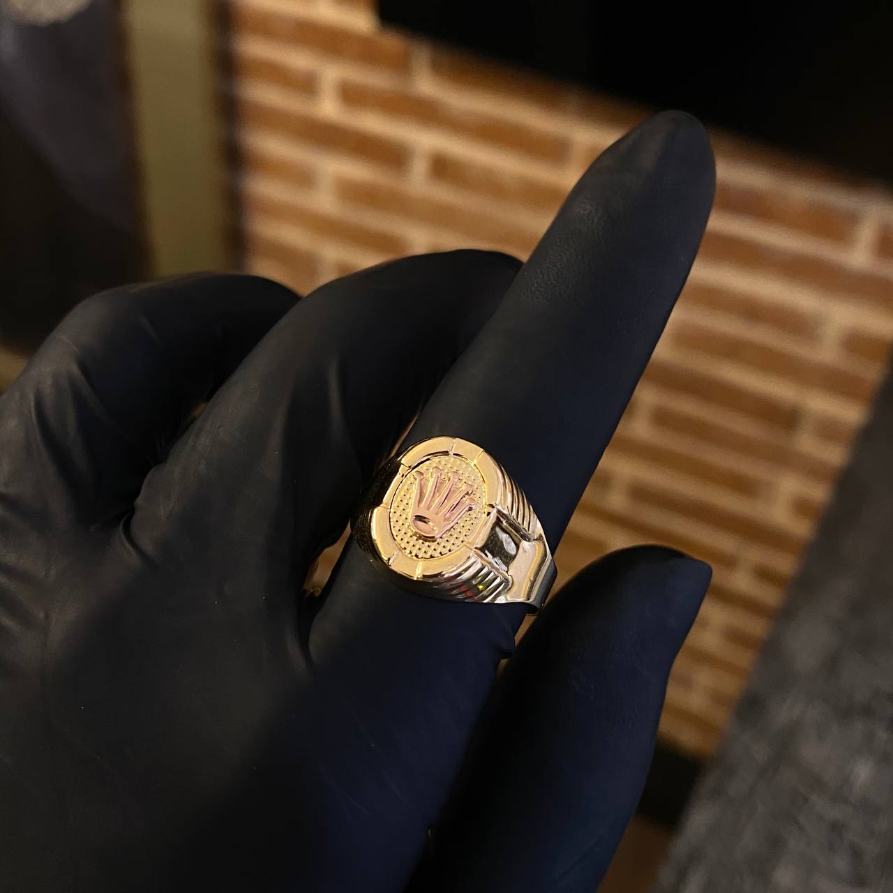 Anillo Corona RX 3.55gr T11 Circular Texturizado Dos Oros Amarillo Rosa