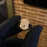 Anillo Corona RX 3.55gr T11 Circular Texturizado Dos Oros Amarillo Rosa
