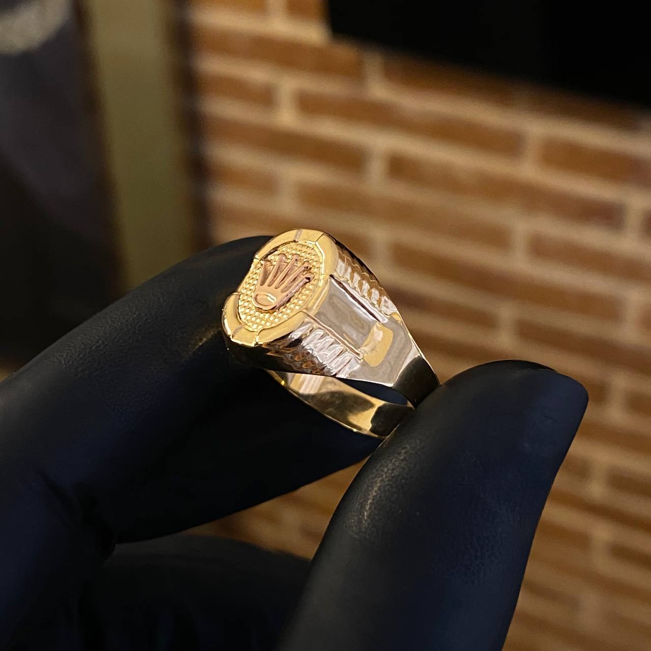 Anillo Corona RX 3.55gr T11 Circular Texturizado Dos Oros Amarillo Rosa