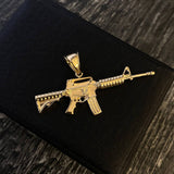 Dije Arma Fusil M16 15.95gr / 3.2cm Mate Liso Oro Amarillo