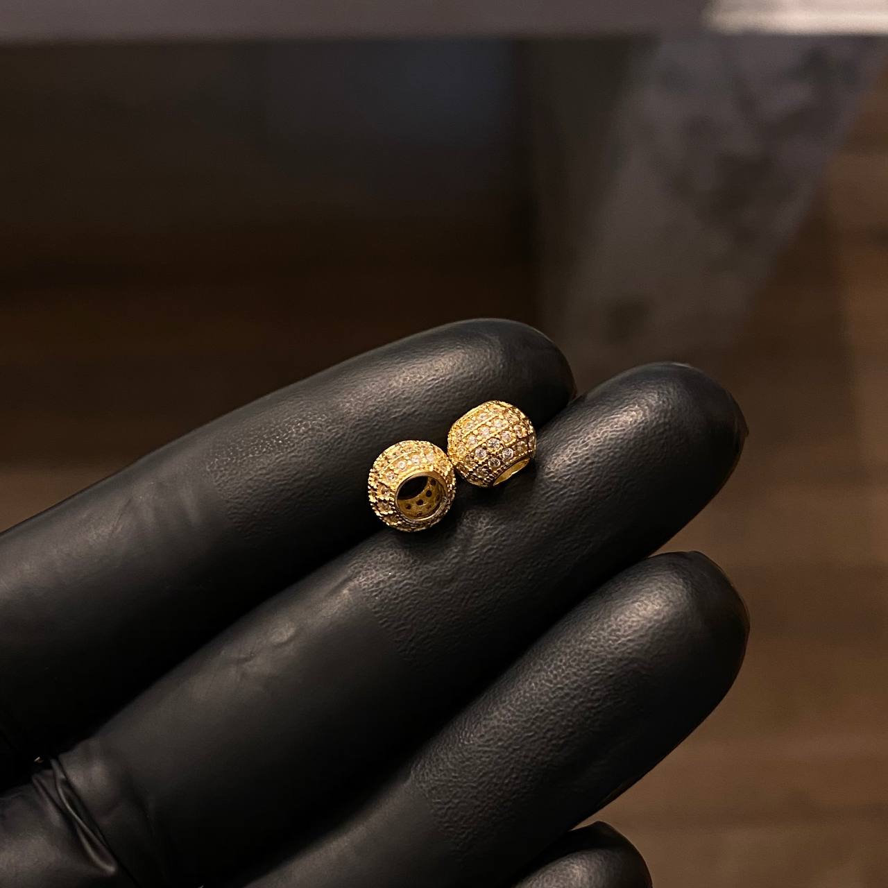 Herraje Bola de Fuego 1.15gr 8mm Circones Blancos Oro Amarillo*