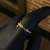 Anillo Jesus  1.7gr T6 1/2 Circones Blancos Oro Amarillo