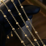 Tobillera Militar 2.25gr / 24.5cm Bolas Diamantadas 3mm Oro Amarillo*