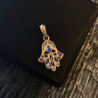 Dije Mano Hamsa  2.3gr / 3.1cm Circon Azul Oro Rosa Nac.Esp.*