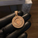 Dije Corona RX 7.25gr / 3.6cm Medalla Circones Blancos Oro Rosa